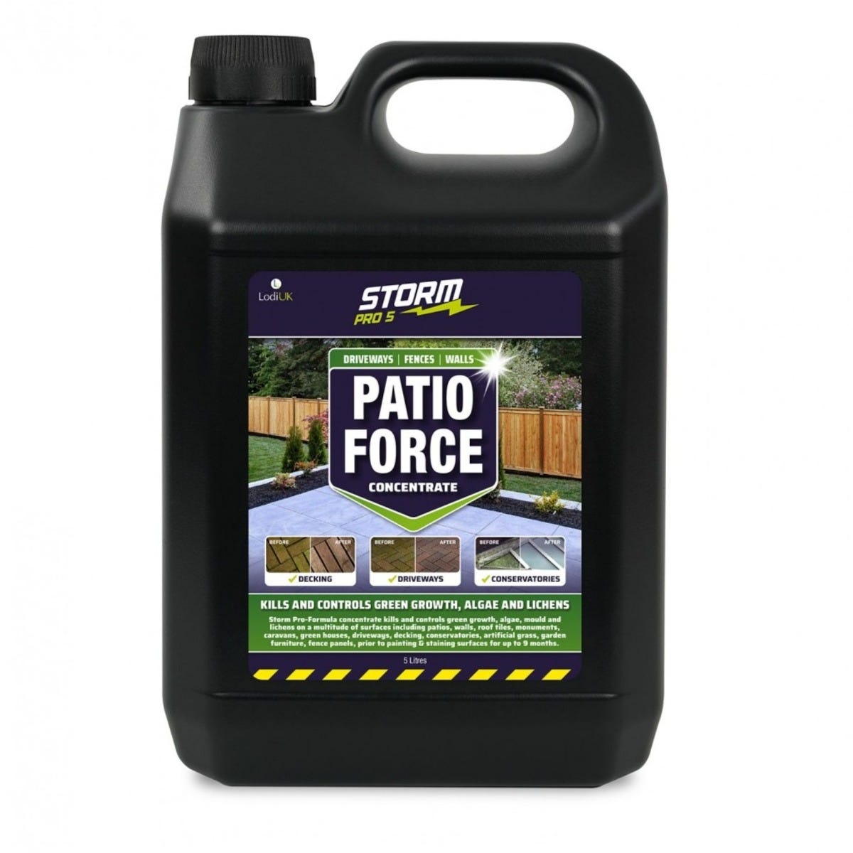 Storm Pro 5 Patio Force Concentrate – Biodegradable Algae, Mould and Lichen Remover for Patios, Driveways, Roof Tiles and Hard Surfaces
