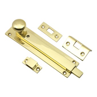 Straight Locking Bolt 152mm x 36mm - Polished Brass