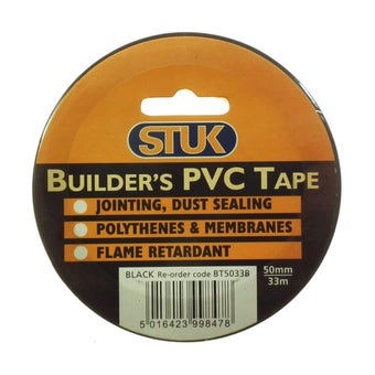Stuk Black Builders PVC Tape - 50mm X 33m