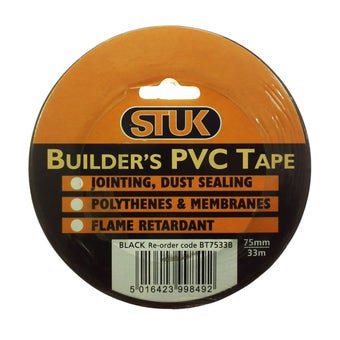 Stuk Black Builders PVC Tape 75mm X 33m
