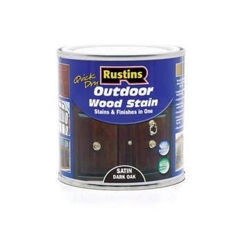Rustins Quick Dry Outdoor Wood Stain - Satin Dark Oak 250ml