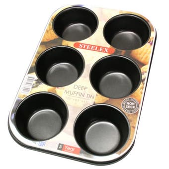 Steelex 6 Cup Muffin Tin Non Stick 35.5 x 26.5 x 3cm