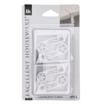 Excellent Houseware White Tablecloth Clamp 4 pcs - 6.2cm × 6.2cm × 1.5cm