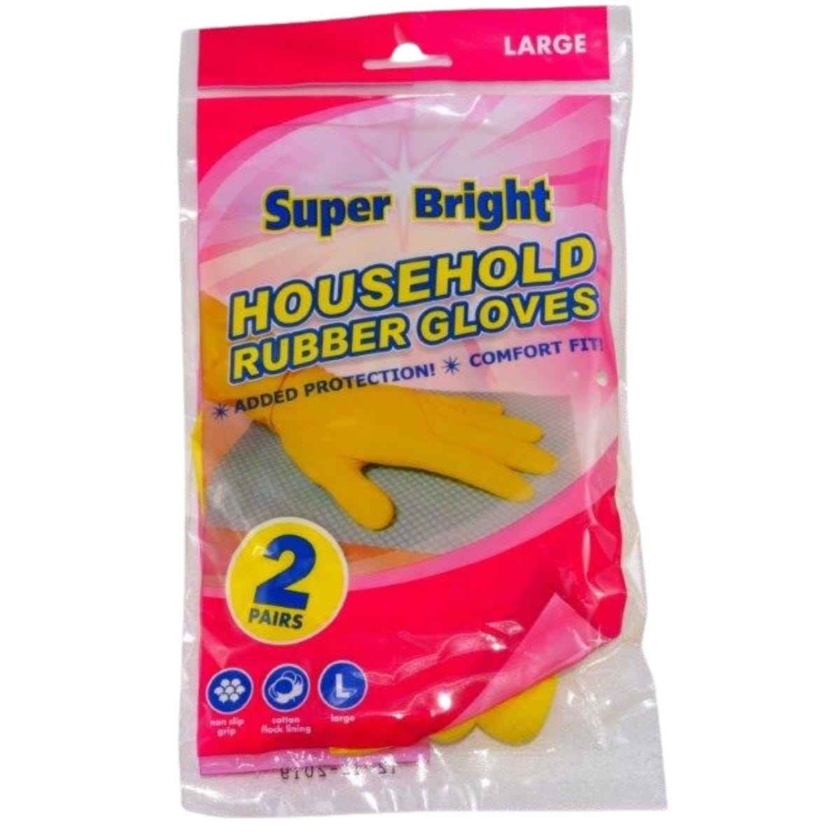 SuperBright Household Rubber Gloves - LargePack of 2