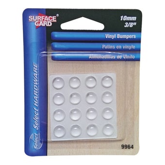 Surface Gard Clear Vinyl Round Pads 10mm | Self-Adhesive Protective Bumpers - 16 Pack