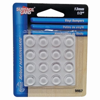 Surface Gard Clear Vinyl Round Pads 13mm | Self-Adhesive Protective Bumpers - 16 Pack