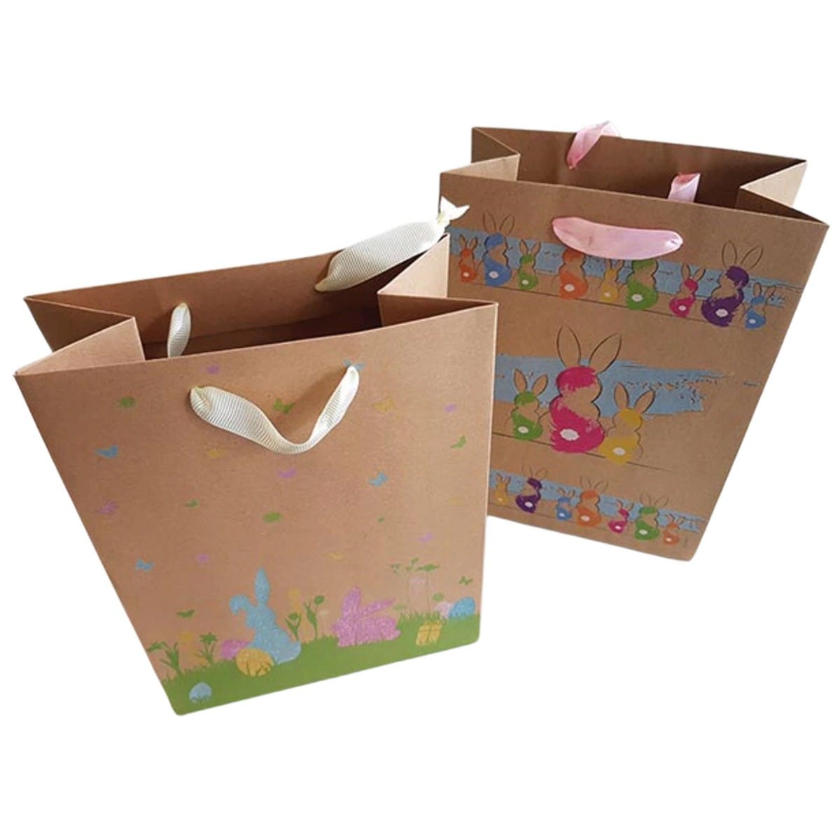 Sustainable Kraft Paper Gift Bag – 23x18cm with Silk Ribbon Handle 