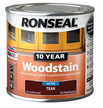 Ronseal Satin 10 Year Woodstain - Teak 250ml