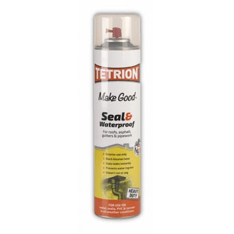 Tetrion Make Good Seal and Waterproof Spray 400ml Black Bitumen Protective Coating for Roofs Gutters and Metal