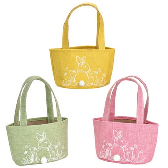 Textile Easter Bag with Rabbit Design | Reusable Easter Gift Bag - 20 x 25 x 11 cm