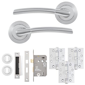 Tifosi Lever on Rose Door Pack Polished Chrome / Satin Chrome – Complete Internal Door Handle Set