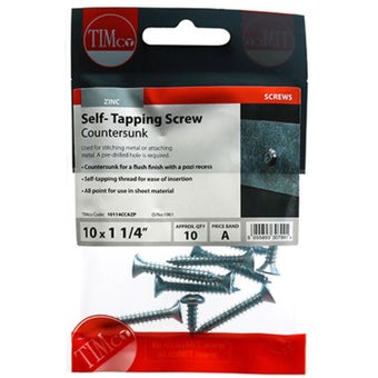 Timco Self-Tapping Screws PZ Countersunk Zinc 10 x 1 1/4"