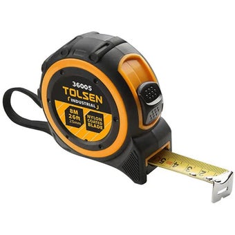 Tolsen Industrial Steel Tape Measure – 8m / 26ft x 25mm Impact-Resistant Measuring Tool