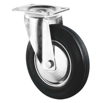 Transport Castor 80mm swivel 50kg Rubber Black