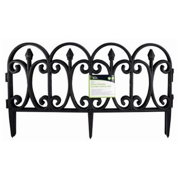 GreenBlade 4pc Black Ornate Garden Fence