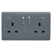 Trendi 13amp 2 Gang Switched Socket with 2x USB - Warm Grey
