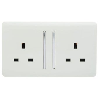 Trendi 2 Gang Long Switched Plug Socket 13amp