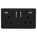Trendi 13Amp 2 Gang Switched Socket With 2x USB - Piano Black