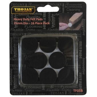 Trojan Round Felt Pads 1″ Black – Premium Floor Protection for Furniture I 16 Pack