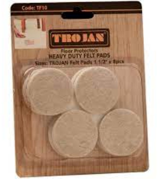 Trojan Round Felt Pads 38mm -  Pack of 8