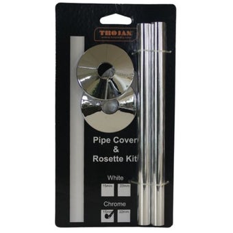 Trojan 15mm Chrome Pipe Cover & Rosette Kit – Radiator Pipe Sleeve Set for a Neat Finish