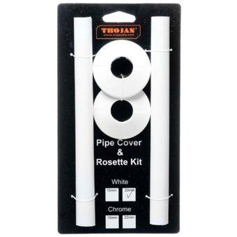 Trojan 22mm White Pipe Cover & Rosette Kit – Radiator Pipe Sleeves for a Neat Finish