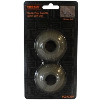 Trojan Loft Oak Plastic Pipe Collars 18–20mm – Split Pipe Rosettes for Radiator Pipes (2 Pack)