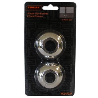 Trojan Chrome Plastic Pipe Collars 22mm – Split Pipe Rosettes for Radiator Pipes I 2 Pack
