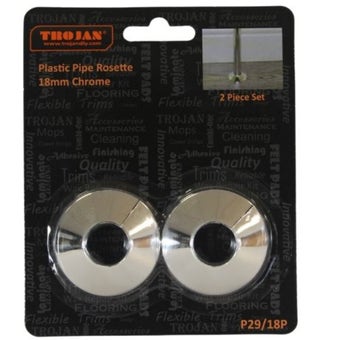 Trojan 18mm Chrome Plastic Pipe Rosettes I 2 Pack – Neat Radiator Pipe Finishing Covers