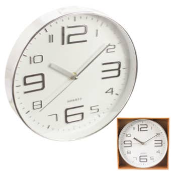 Kingavon 10 Inch Silent Quartz Analogue Wall Clock Silver Chrome Effect
