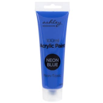 Ashley Acrylic Paint 100ml Neon Blue – Non-Toxic Fast Drying Water-Based Craft Paint