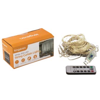 Kingavon White 300 LED String Curtain Light – USB Powered Decorative Curtain Lights with Remote Control