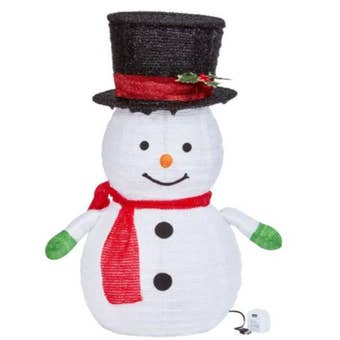 Pop-Up Snowman 71 x 46cm – Inlit Christmas Decoration with 45 Cool White LEDs, Auto Timer, Easy Assembly, Indoor and Outdoor Use