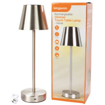 Kingavon Rechargeable Dimmer Touch Table Lamp – Silver Modern LED Light