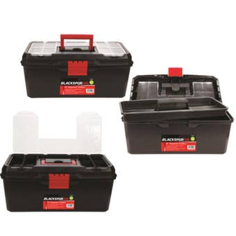 Blackspur 16” Organiser Toolbox – Durable PP Construction with Tote Tray and Lid Compartments