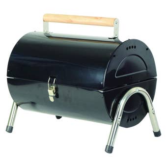 Redwood Portable Barrel Charcoal Barbecue with Dual Grilling Functions – Compact Steel Design