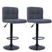 Fabric Covered Bar Stools – Set of 2 I Adjustable Dark Grey Cushioned Seats