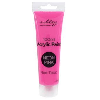 Ashley Acrylic Paint 100ml Neon Pink – Non-Toxic Fast Drying Water-Based Craft Paint