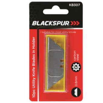 Blackspur Utility Knife Blades with Holder – Carbon Steel Replacement Blades for Standard Utility Knives 60mm - Pack of 10