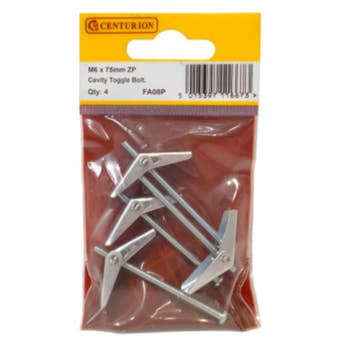 Zinc Plated Cavity Toggle Bolts M6 x 75mm – Pack of 4 Heavy Duty Hollow Wall Fixings
