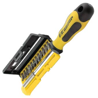 F.F Group Bits Driver Set with Magnetic Bit Holder Torx Slotted Pozidrive Phillips CRV - 12 Piece