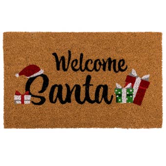 Christmas Santa Claus Doormat 60x40cm – Coconut Fibre Dirt Trap Mat with Non-Slip Back