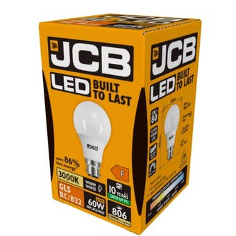 JCB 10W LED B22 GLS Bulb Warm White 806 Lumens 60W Equivalent Energy Saving Lamp