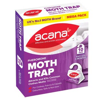 Acana Clothes Moth Trap 10 Pack – Long Lasting Pheromone Traps for Clothes, Fabrics and Carpets