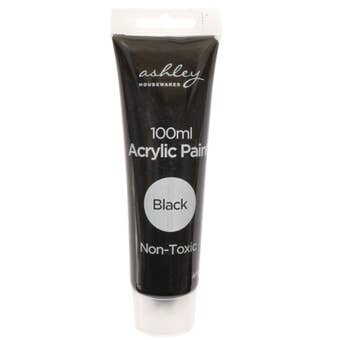 Ashley Acrylic Paint 100ml Black – Non-Toxic Fast Drying Water-Based Craft Paint