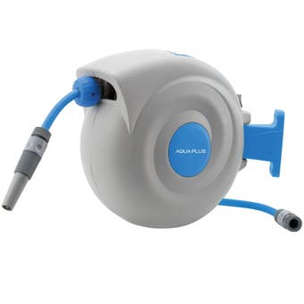 AquaPlus Wall Mounted Automatic Hose Reel with 20 Metre Retractable PVC Garden Hose