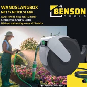Benson Auto-Rewind Hose Reel 15m – Wall Mounted Garden Hose System