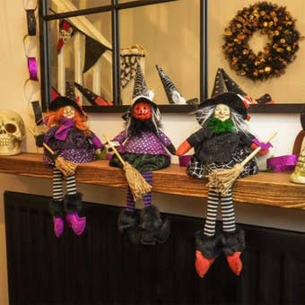 Witch Magic Mixed Case – Decorative Sitting Witches with Dangly Legs, 25cm Indoor Display