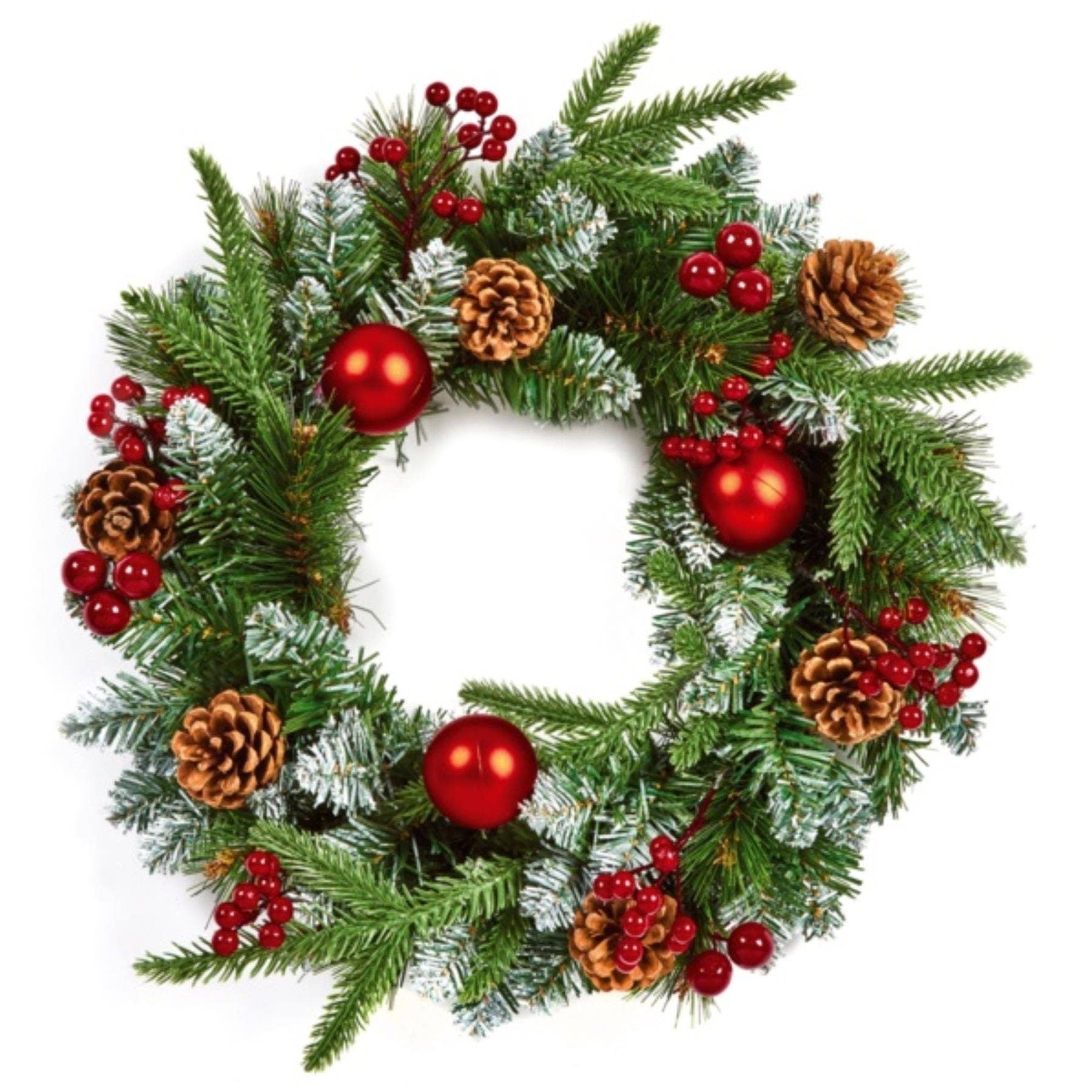Premier Red Decorative Wreath 40cm I Elegant Christmas Door and Wall Decoration