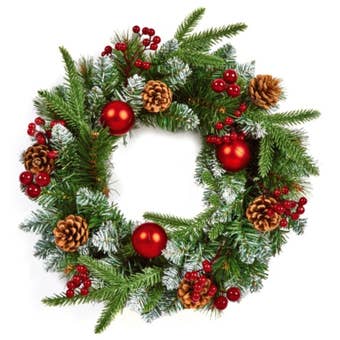 Premier Red Decorative Wreath 40cm I Elegant Christmas Door and Wall Decoration